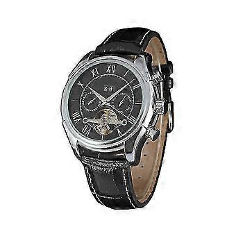 Vintage Style Quartz Watch PU Leather Simple Business Wrist Band Men Accessory(Black&Silver)
