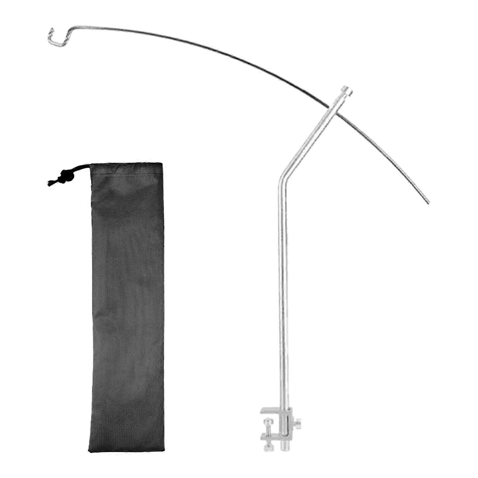 Camping Lantern Stand, Folding Light Pole, Portable Lightweight Camp Accessories with Hook, Adjustable Tripod Lamp Rack Silver