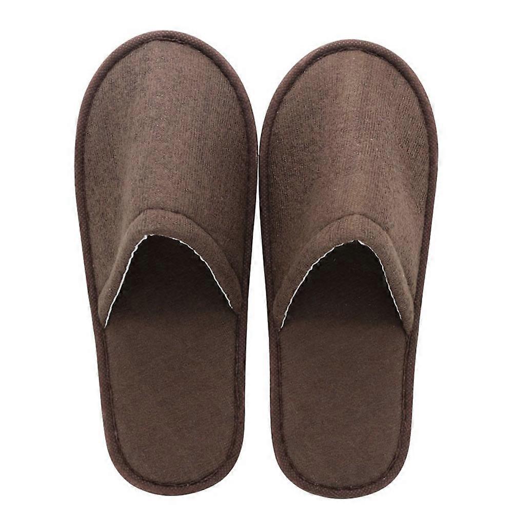 Here's a refined and professional product description based on your input:
**10 Pairs Disposable Non Slip Hotel Slippers – Coffee Cloth Slippers