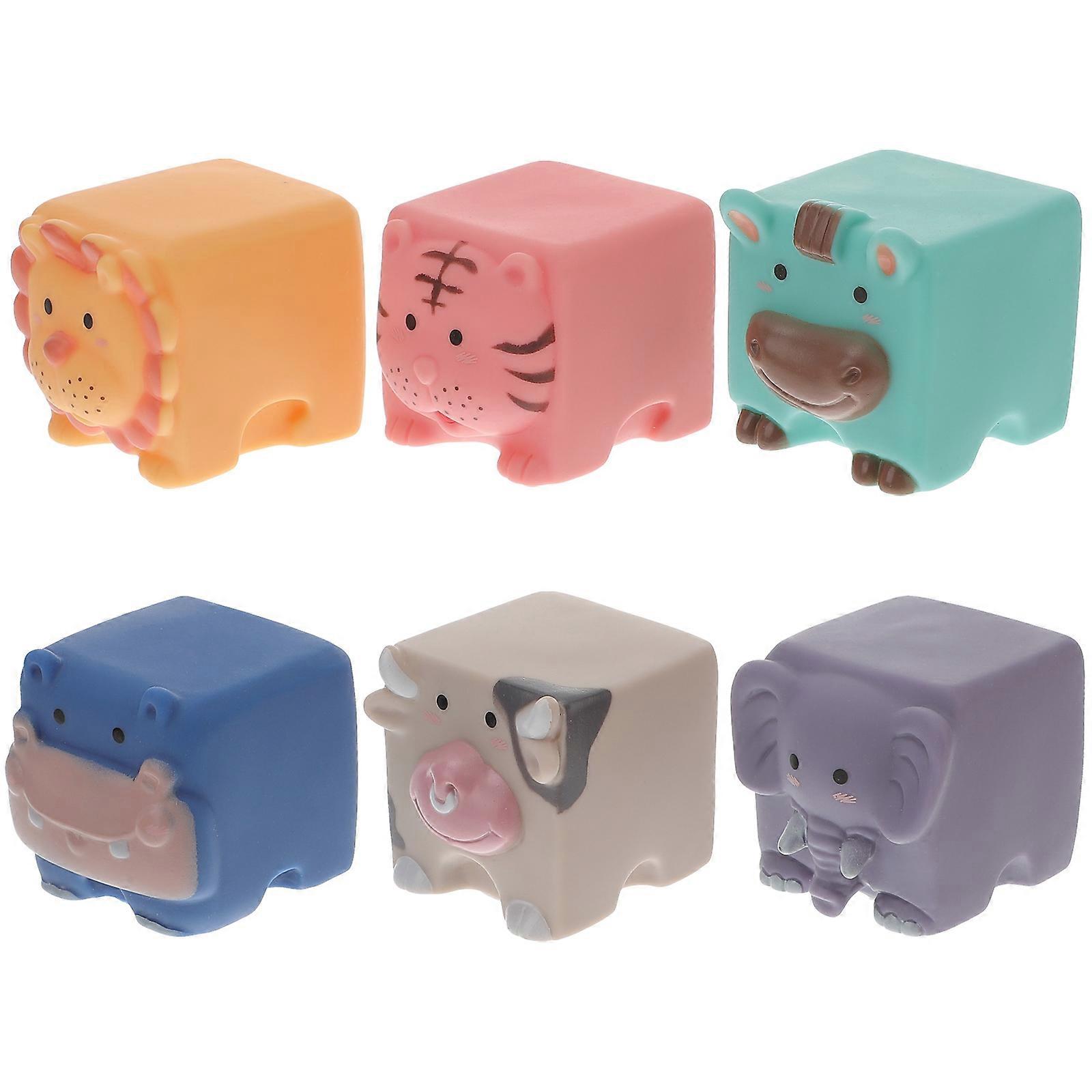 6 Pcs Kids Embossed Blocks Toys Educational Toy Assorted Color Developing Problem Solving Skills Playtime Animal Shape