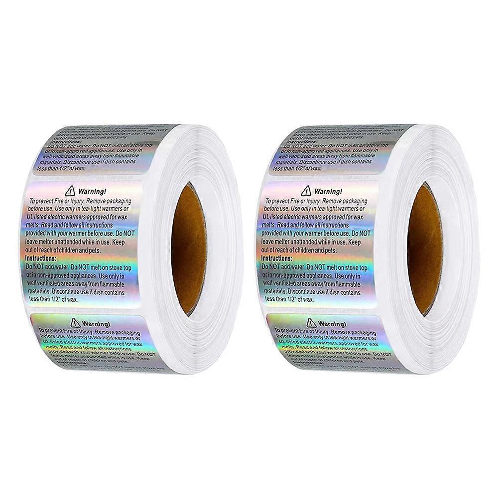 2 Rolls Holographic Wax Melt Warning Labels for Candle Containers – Adhesive, Eye Catching Design, Ideal for DIY Candle Jars and Tins