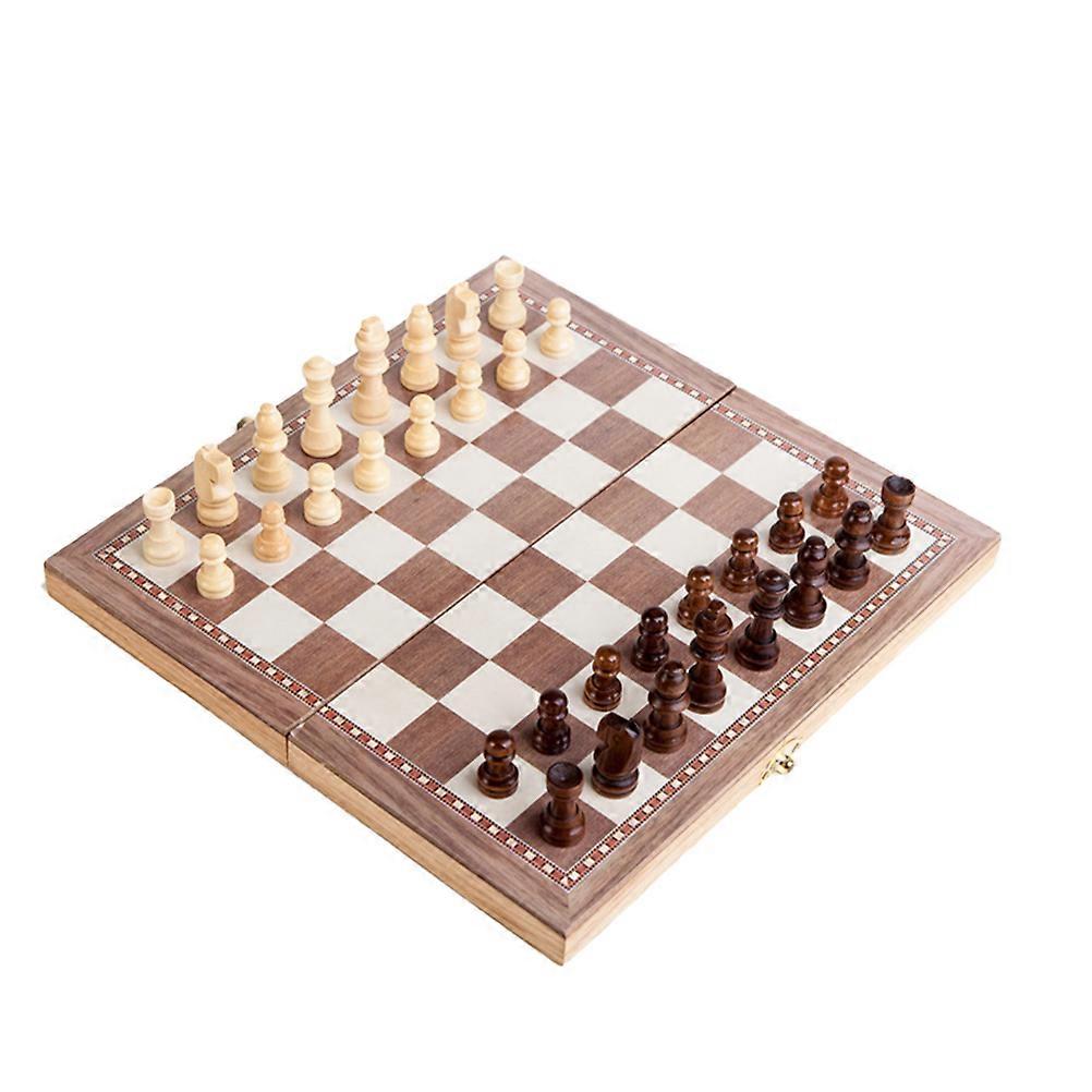 Wooden Chess Set with Foldable Board for Home Use Portable and Durable 1 Set Educational Toy 3 in 1 Travel Size