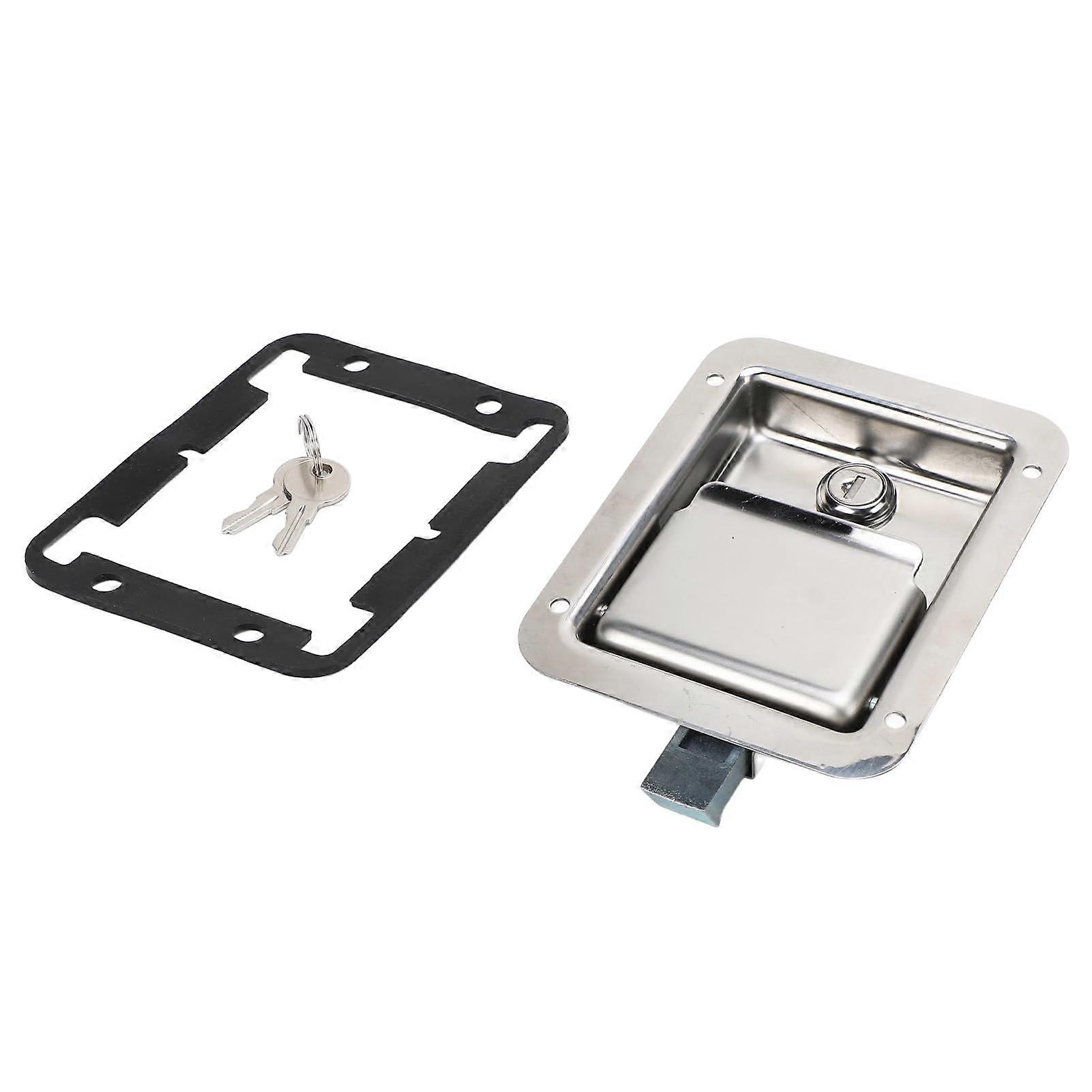 Paddle Grip Lock, Flush Mount Toolbox Latch, 304 Stainless Steel, 140x108 mm, With Keys, Weather Resistant RV Compatible