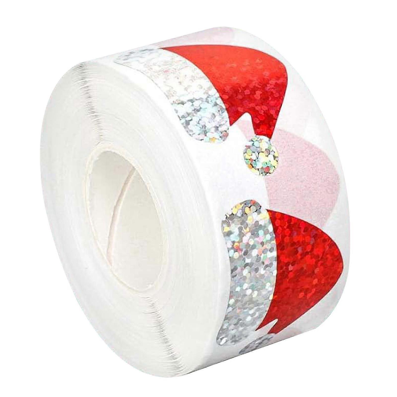 Xmas Hat Stickers Roll Premium Material Santa Hat Present Label for Party Favors