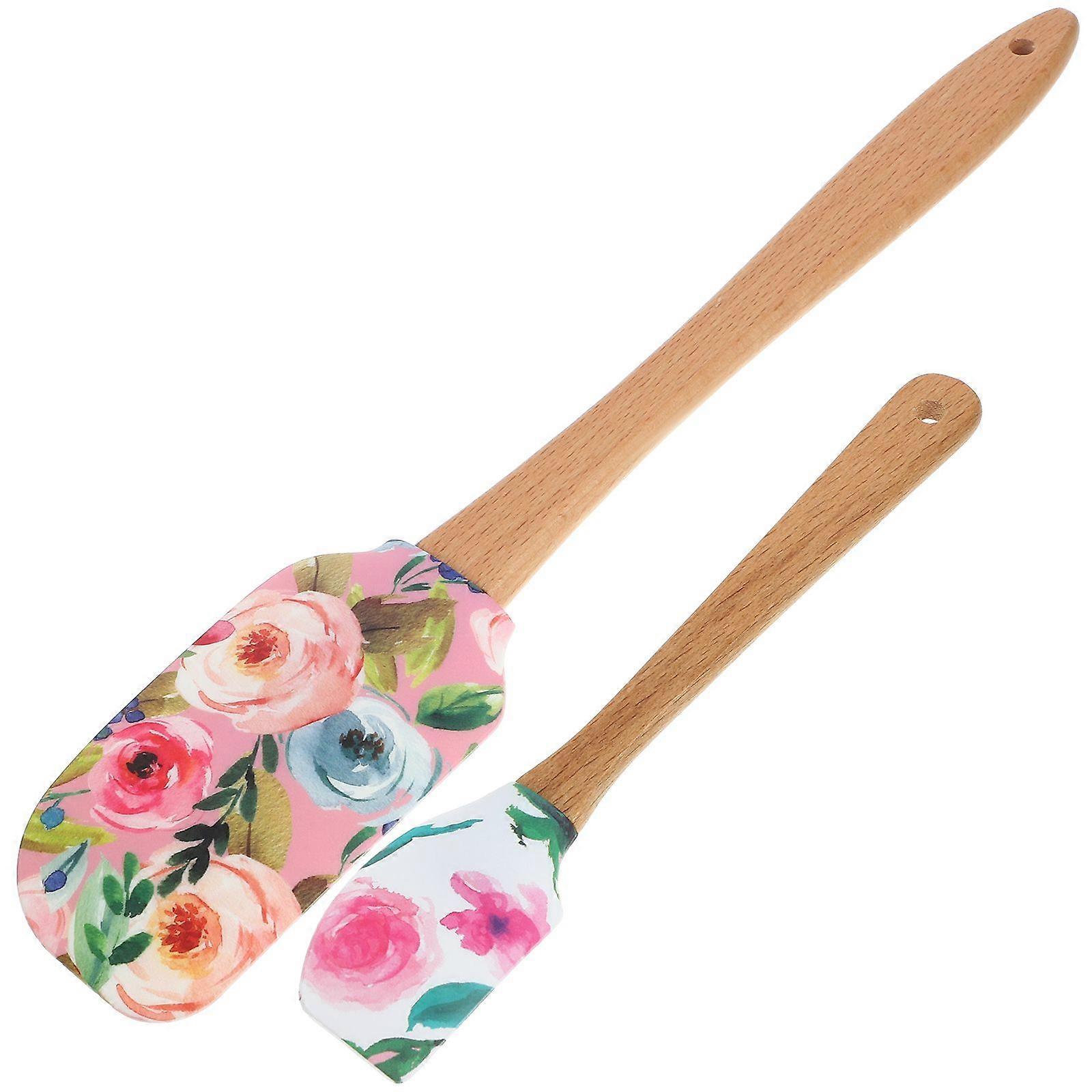 2pcs Silicone Spatula Nonstick Baking Spatulas Cake Scraper Baking Mixing Scraper