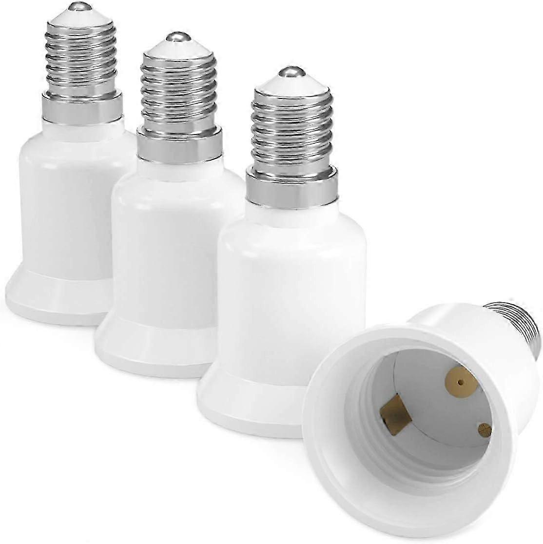 4x Socket Adapter - E14 to E27 Socket Converter - E27 Base Lamp Holder Adapter for Halogen LED Bulb
