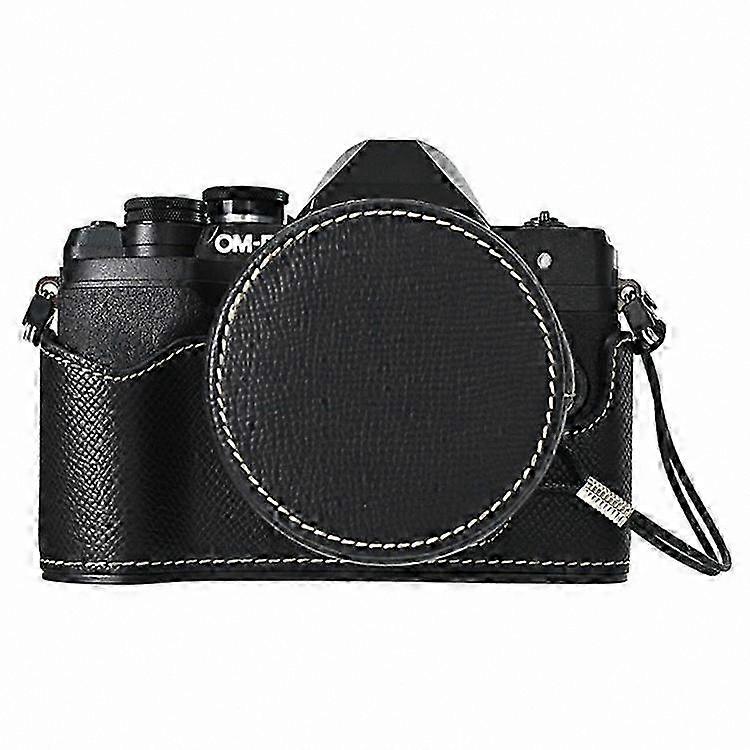 Leather Bottom Camera Case with Lens Cap for Olympus OM-D E-M10 Mark IV
