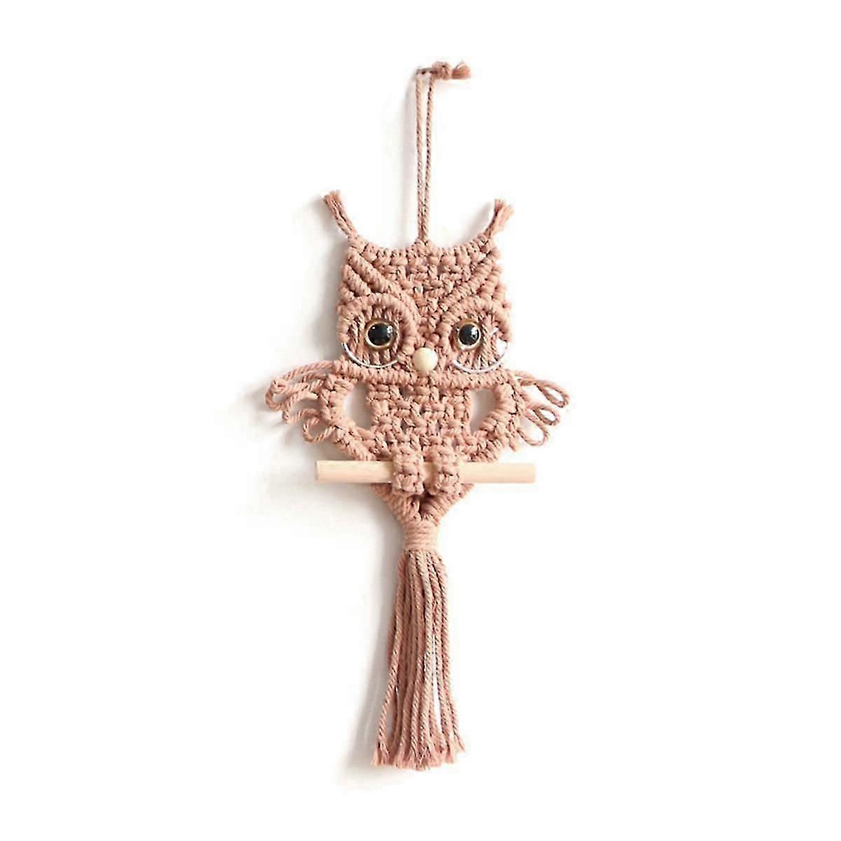 Owl Macrame Tapestry Woven Wall Hanging Pendant Ornament Woven Bohemian Tapestry Green