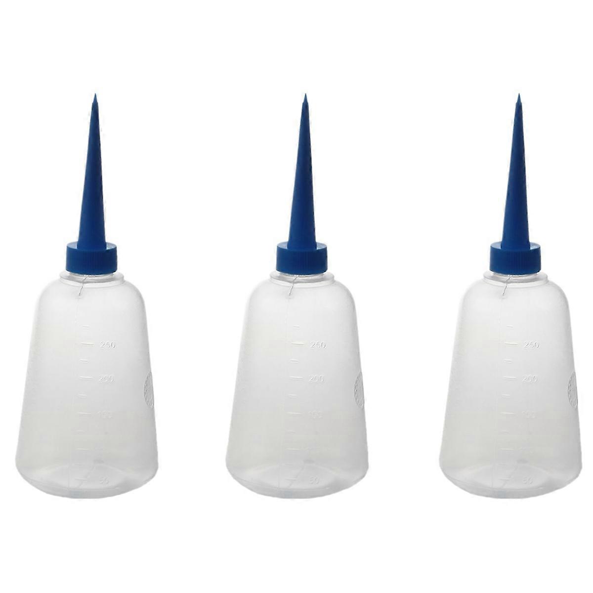 3X, 250Ml Clear White Blue Plastic Liquid Glue Applicator Bottle