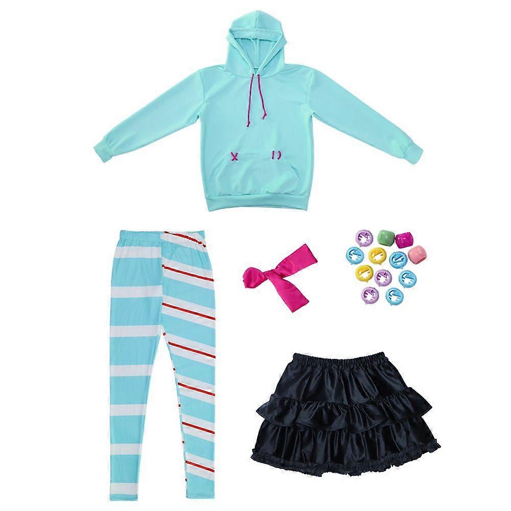Mango Wreck-It Ralph Vanellope Cosplay Costume Set for Women, Halloween Anime Role Play Outfit with Fantasy Theme