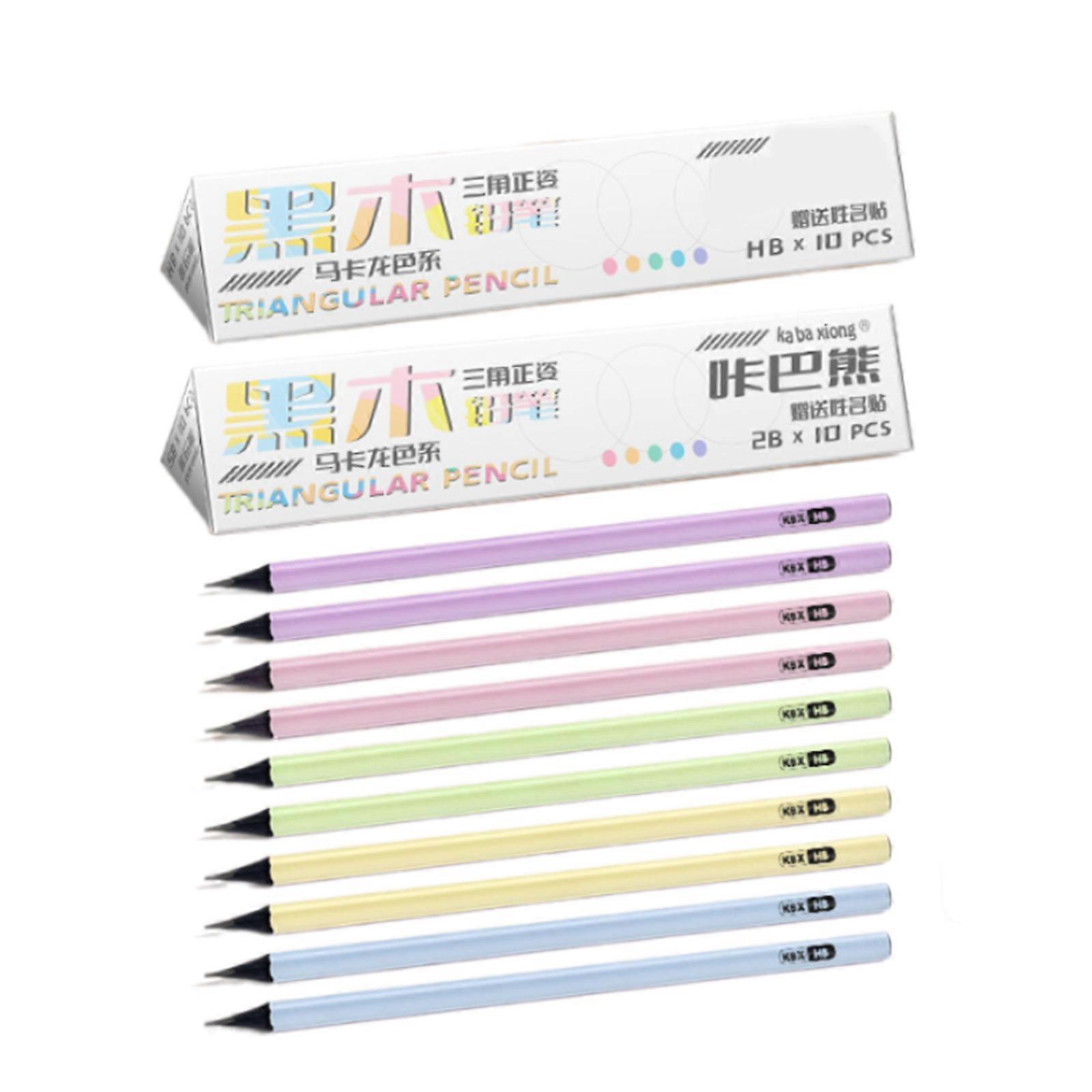 20 Pcs 2B Triangular Pencils Drawing Pencil Wooden Pencils Suitable For Tests And Office Use  Colored pole
