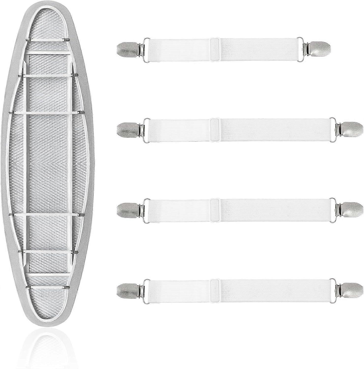 4Pcs Ironing Board Cover Fasteners, Adjustable Bed Sheet Straps, Bed Sheet Clips