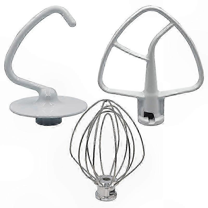 Replacement Attachments for Stand Mixer: Dough Hook, Wire Whip, Flat Beater - 3-Piece Accessory Set