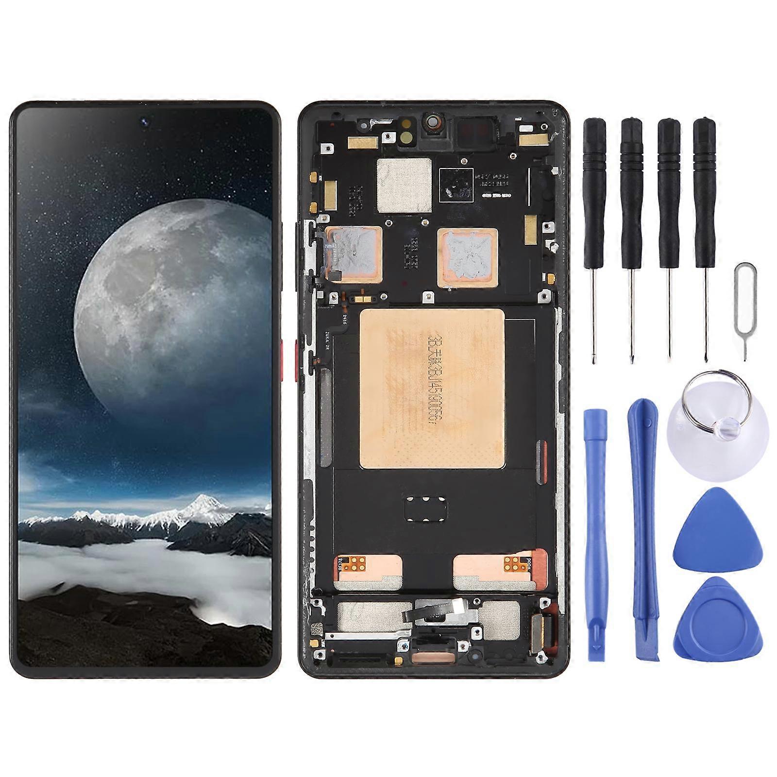 For ZTE Axon 60 Ultra COMPATIBLE Disassembled LCD Screen Digitizer Full Assembly with Frame (Black)