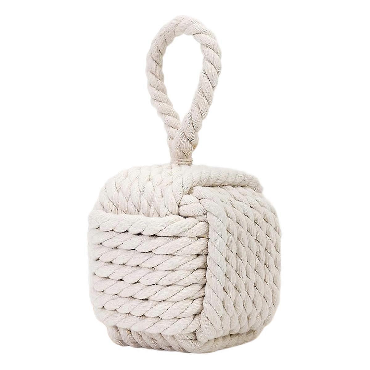 Decorative Door Stoppers - Cute Rope Knot Design, Heavy Duty Weighted Doorstop with Inside Mount for Home & School