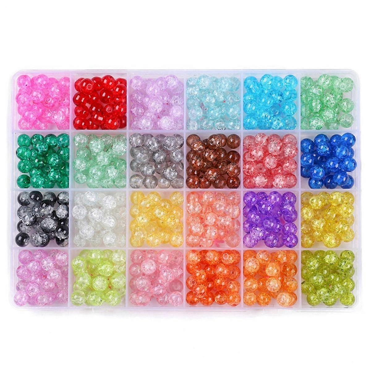 480Pcs Crackle Glasperlen 8mm Kristallperlen Glasrunde Perlen Edelsteinkugelperlen Armbandperlen L