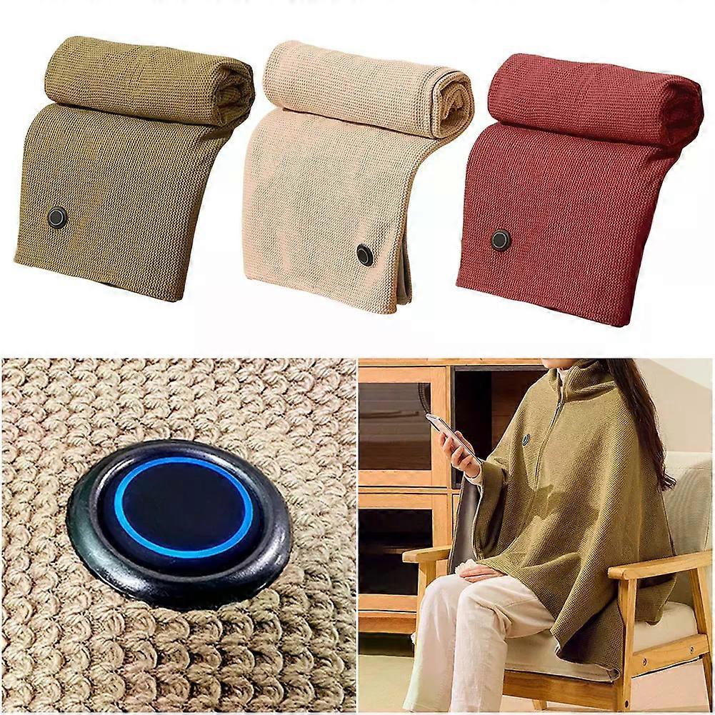 Wearable USB Heated Blanket Shawl with Three Heating Levels and 5000mAh Power Bank for Cozy Comfort Anywhere