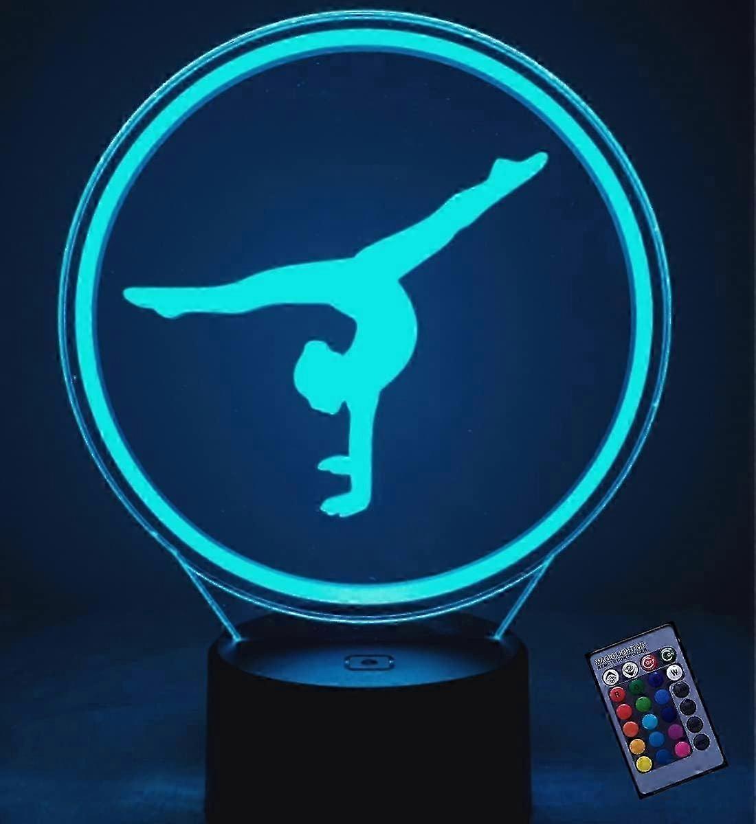 Creative 3D Gymnastics Night Light 16 Colors Changing USB Power Remote Control Touch Switch Decor Lamp Optical Illusion Lamp LED Table Desk Lamp Child