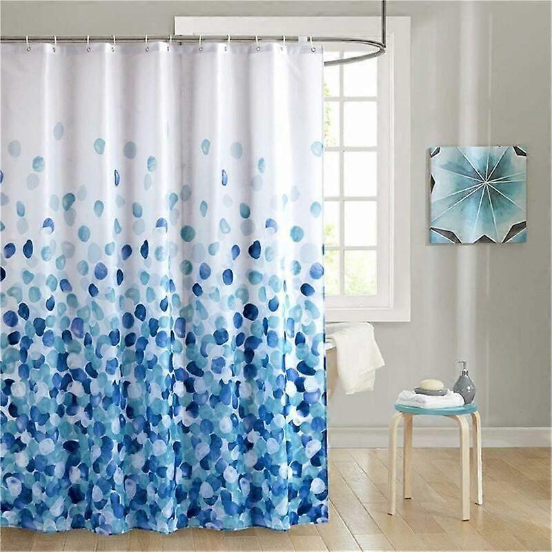 Blue Shower Curtain, Waterproof Polyester Fabric Anti-Mold Machine Washable