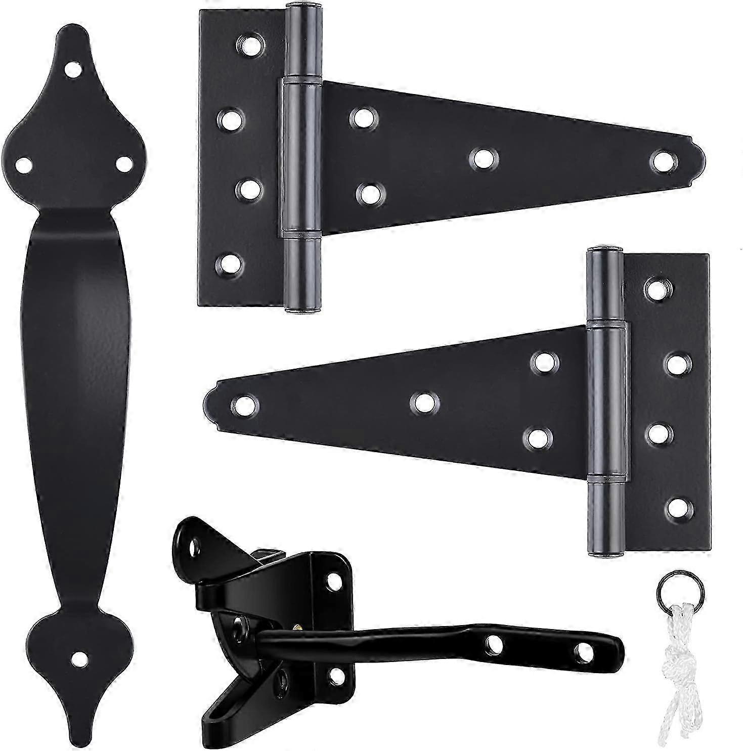 Gate Hardware Kit Heavy Duty,with Self Locking Gate Latch,6 inch T Strap Gate