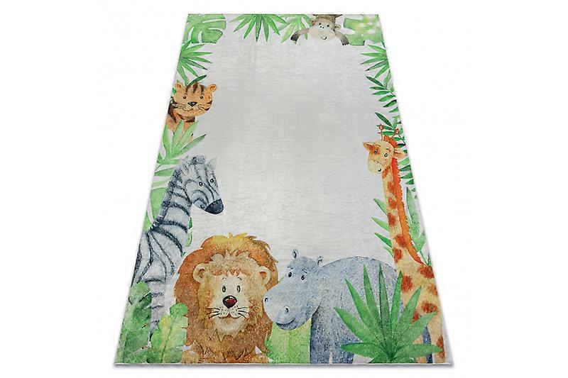 BAMBINO 54090 washing carpet Animals, Africa for children anti-slip - white / green