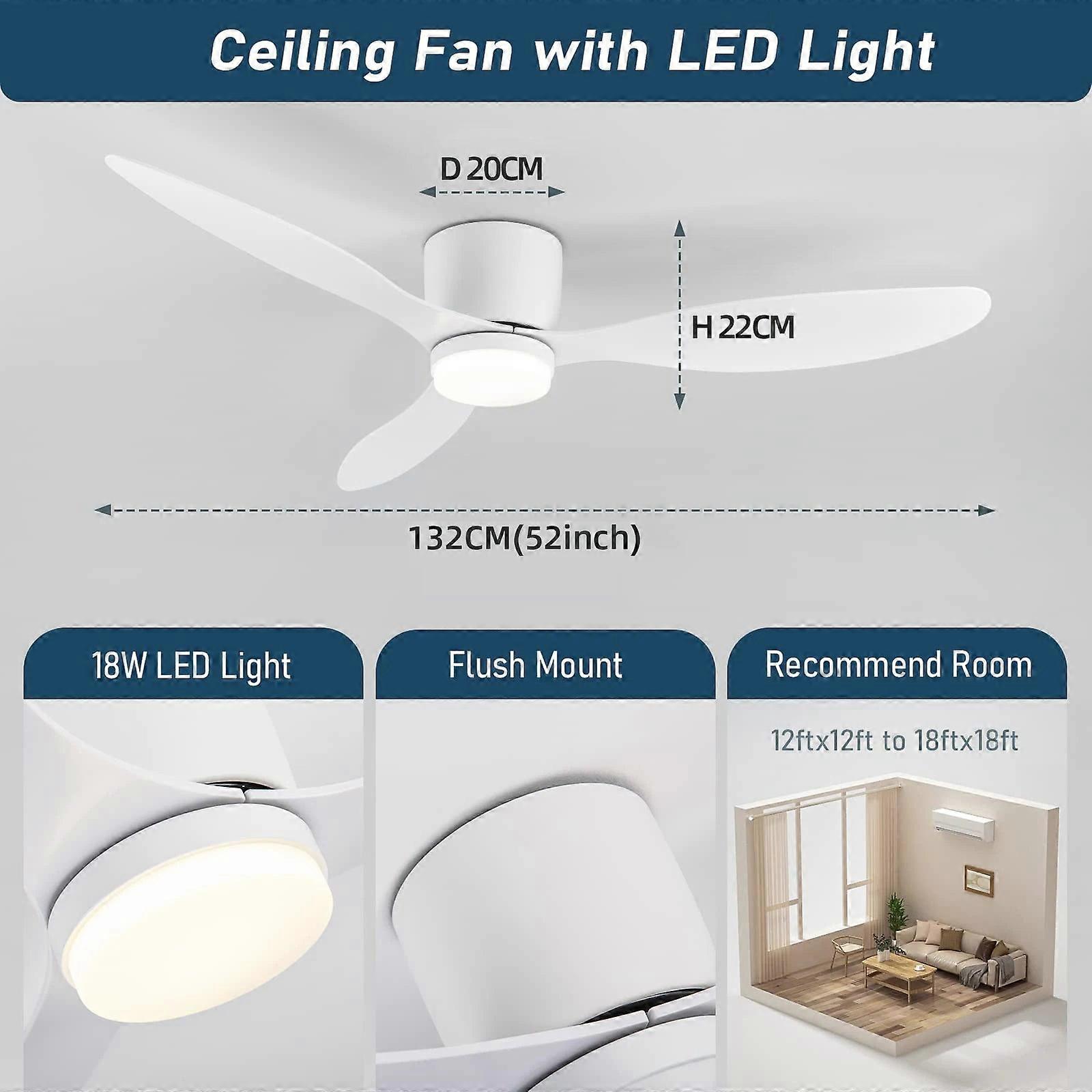 Modern Led Ceiling Fan Light With Remote Control, Energy-saving, Ideal For Low