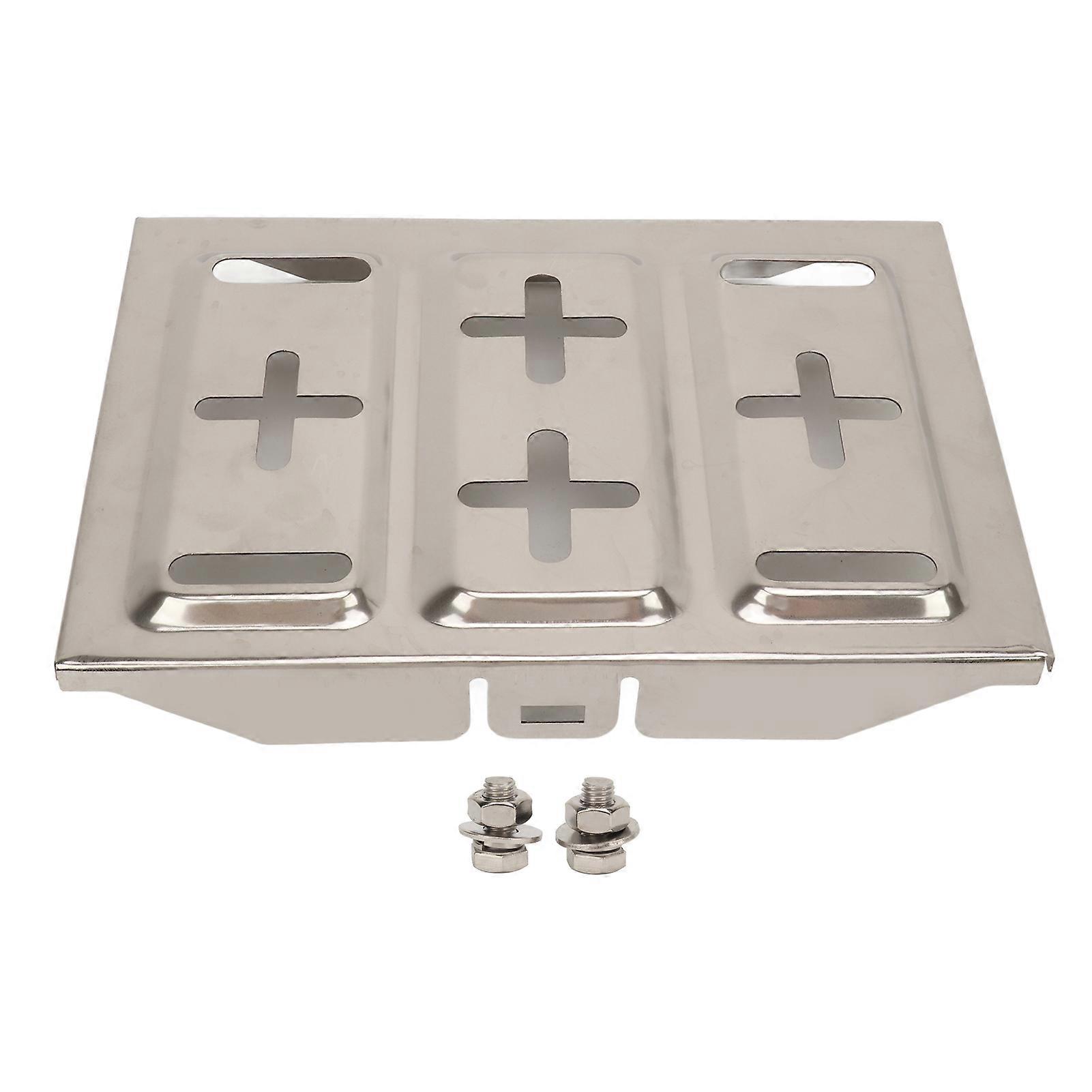 193 x 285 mm stainless steel battery holder, robust and reliable, with universal fixing screws for car