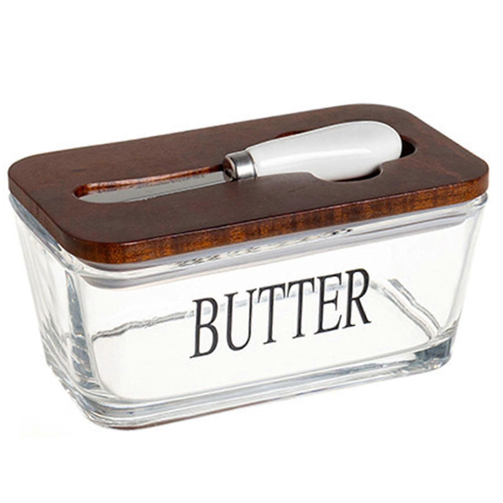 Clear Glass Butters Keepers With Spatula Easy to Clean Maintain for Modern Farmhouse Kitchen