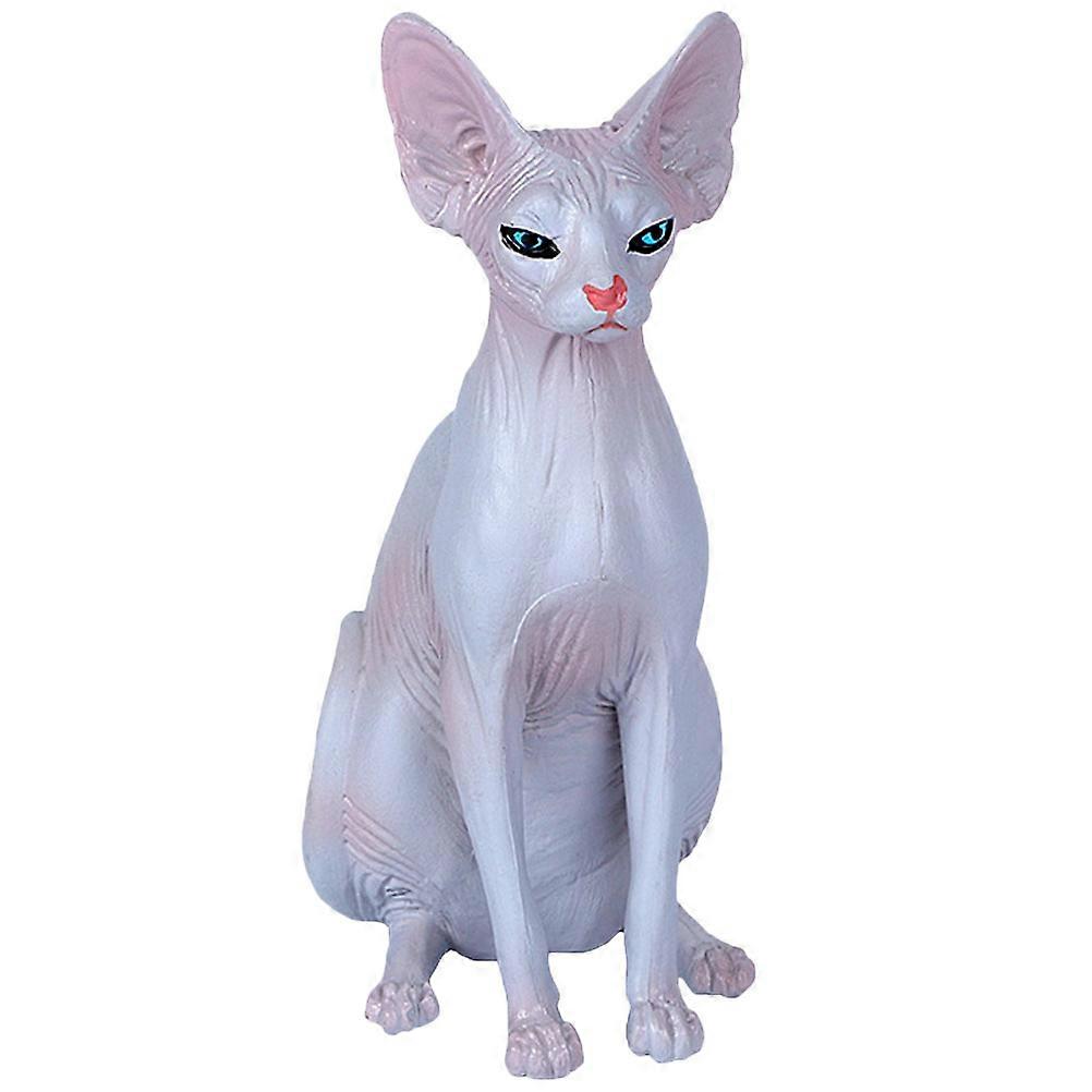 Plastic Hairless Cat Figurine Cat Model for Decor 2Pcs Grey Decorative