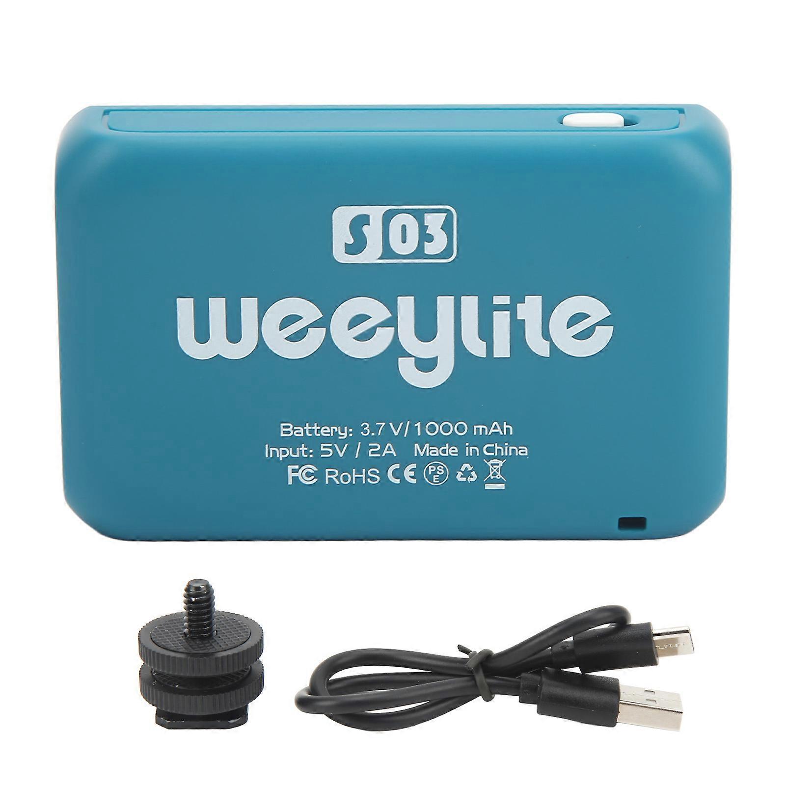 Weeylite S03 Lampe vidéo LED RVB couleur sans fil Bluetooth APP Mini éclairage de photographie pour VLOG Bleu