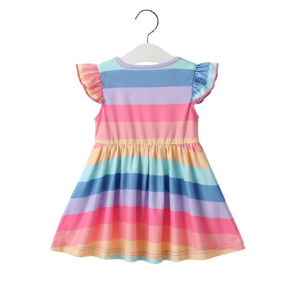Colorful Stripe Adorable Sleeveless Dress for Piece