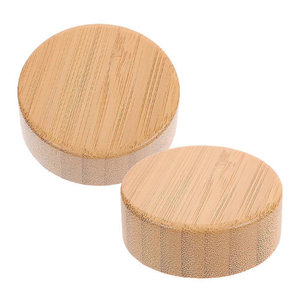 Adjustment Bamboo Lid Replacement for Glass Spice Jar with Screw Thread 2Pcs