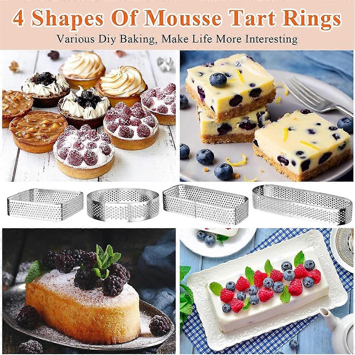 8Pcs Cake Ring, Stainless Steel Tart Ring, Multi Shaped Baking Rings