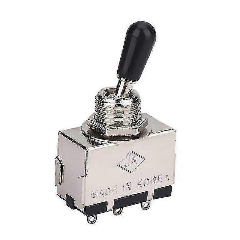 1Pc Guitar 3 Way Toggle Switch, Metal Enclosed 3 Way Selector Switch With Black Tip Knob Replacemen-B15