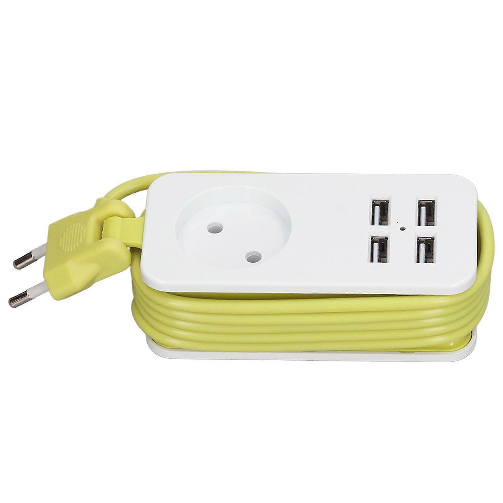 Power Strip 1200W 10A Fireproof Adapter with 4 USB Port for Smartphones Tablet