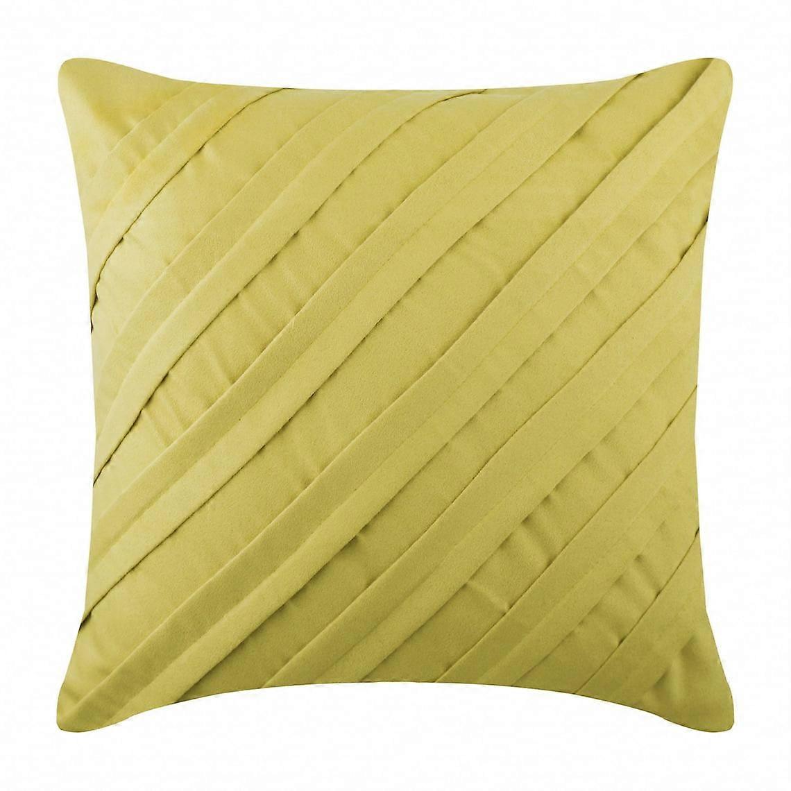 Beurre jaune faux daim taie d’oreiller 14x14 pouce, texturé Pintucks, couleur unie, paquet de 2, compatible avec le beurre d’érable