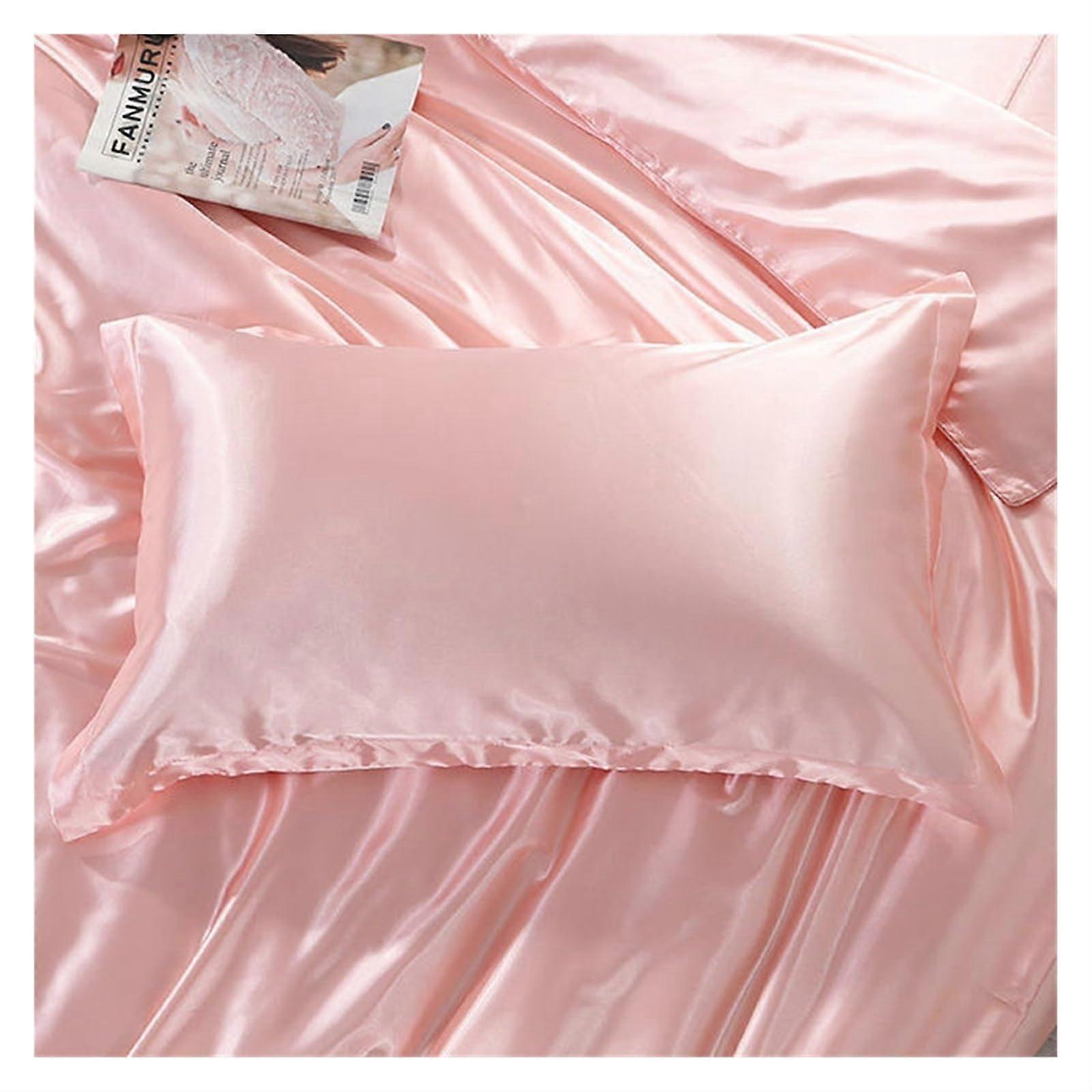 Silk Pillowcase Envelope Style 48x74 Pink 2Pack Solid Color Bedding Pillow Cover