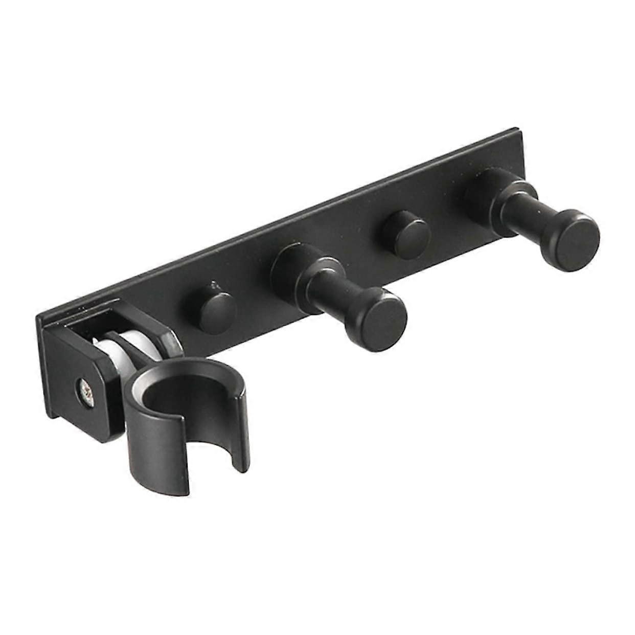 Shower Holder Bracket Adjustable Shower Head Holder Wall Mounted Storage Shelf Black 15.5x5cm 2pcs