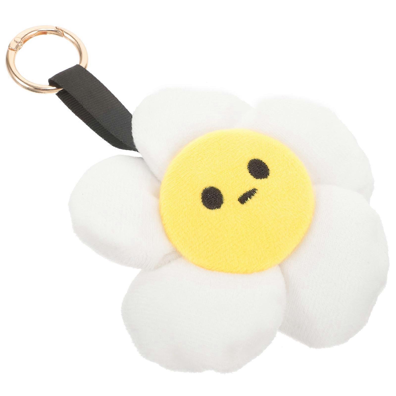 Fluffy Keychain Bag Charm for Key Holding 4Pcs Flower Shape Key Rings