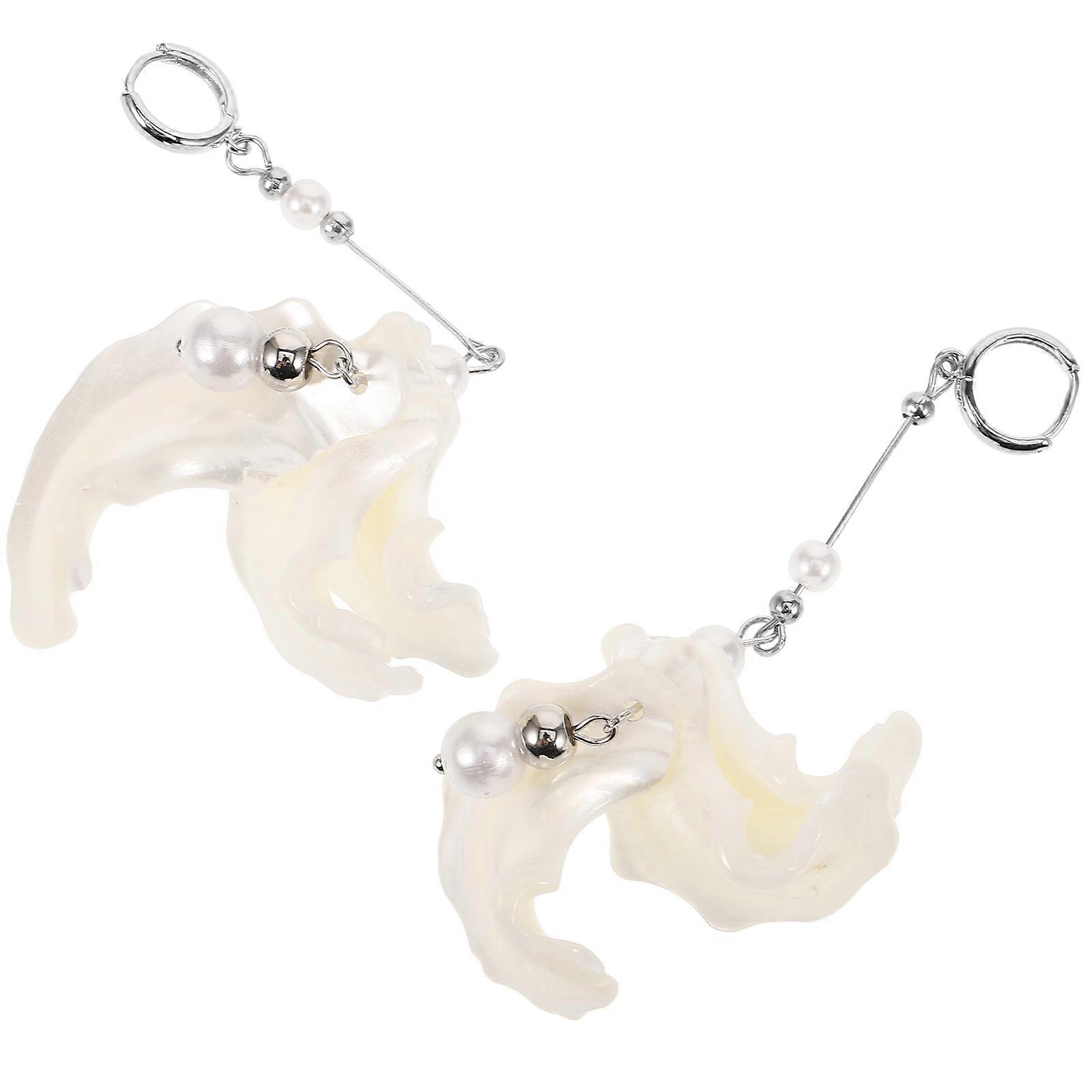 Pearl Ear Earrings Shell Pearl Earrings for Summer 5Pairs Dangle Drop