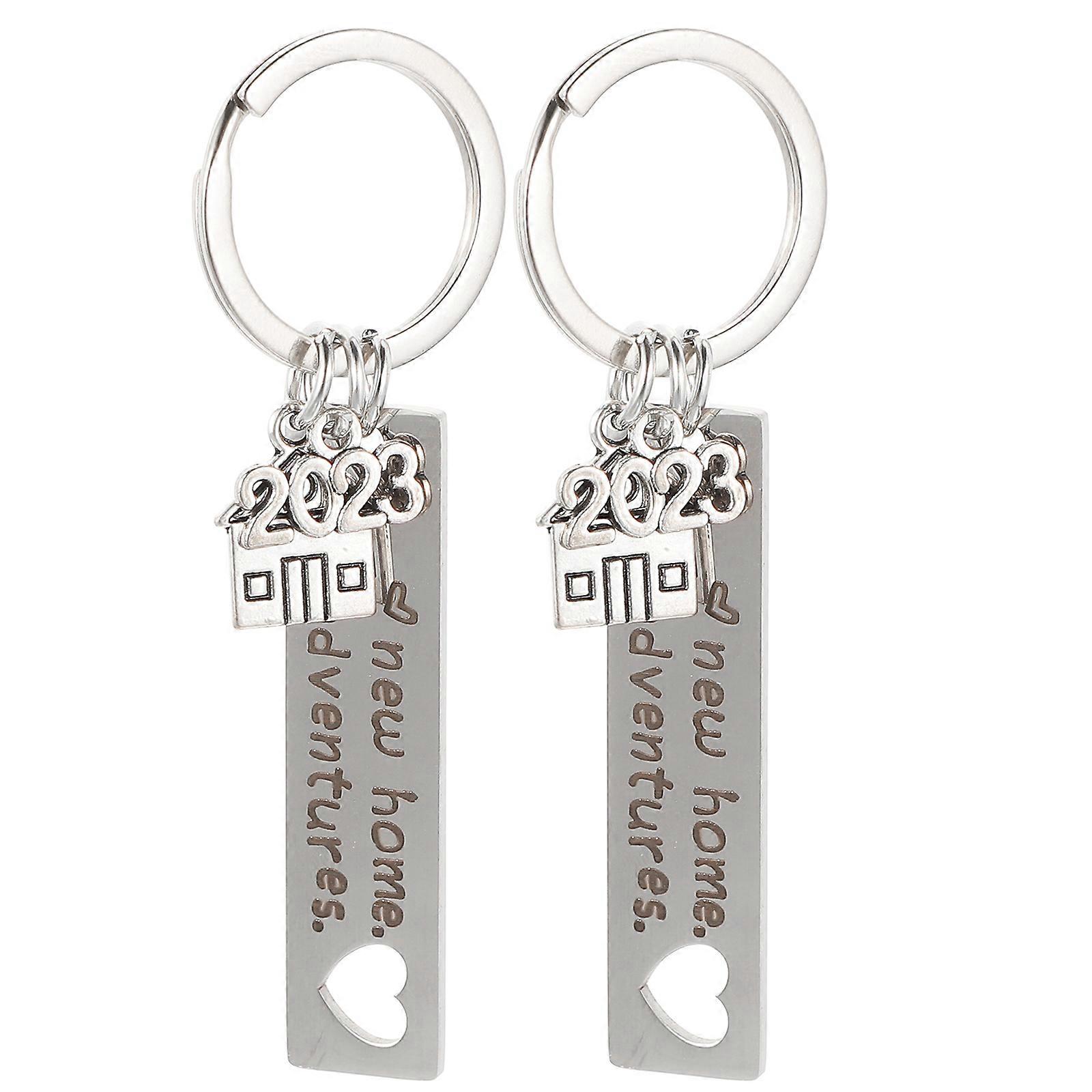 Housewarming Key Chains New Home Keyrings for Decor 8Pcs Silver Set