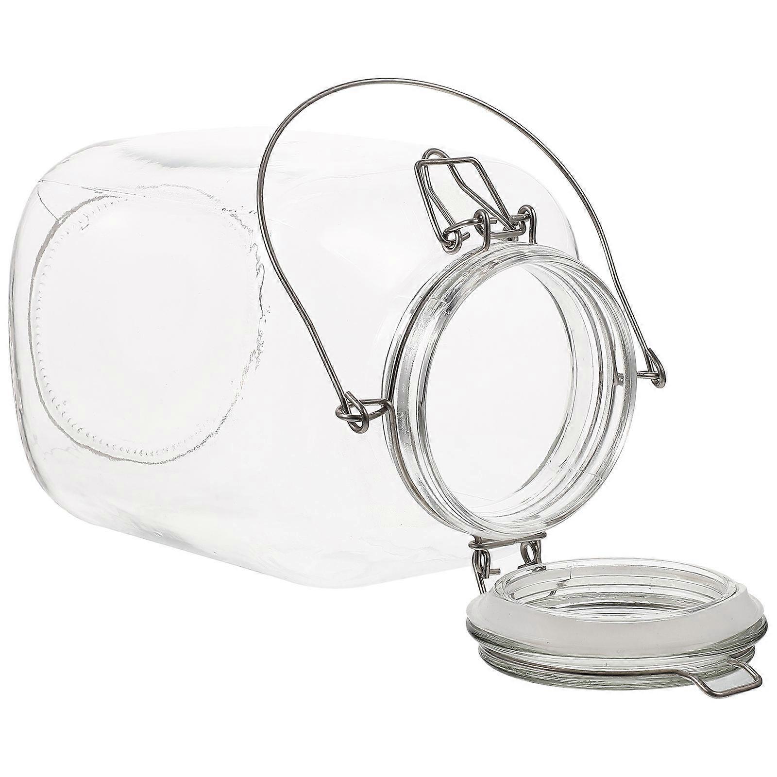 Pickle Jar with Lid Transparent Sturdy Glass Food Storage Container for Home