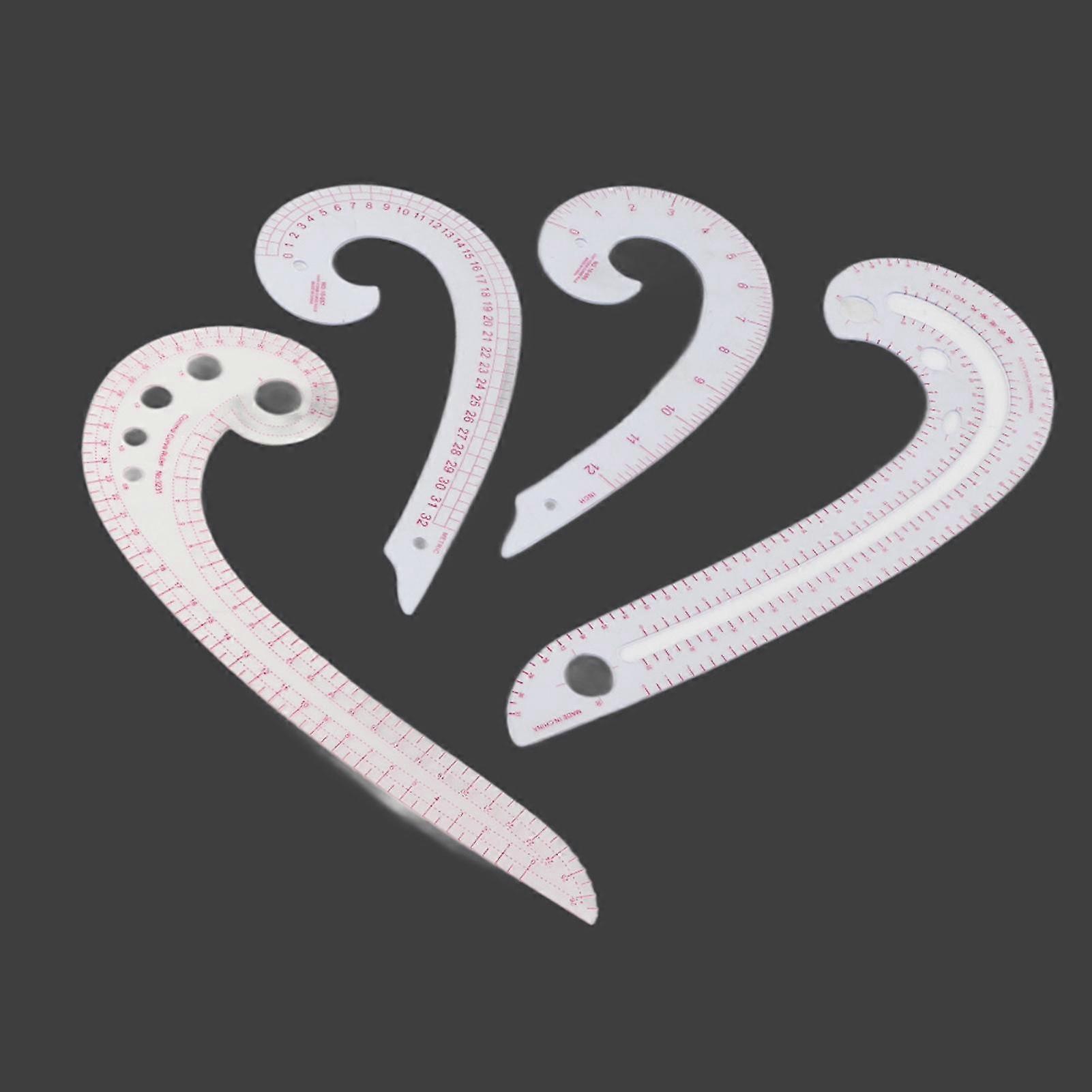 4Pcs Comma Curve Ruler Multifunction Combination Sewing Trimming Drawing Dressmaking Yardstick 2025