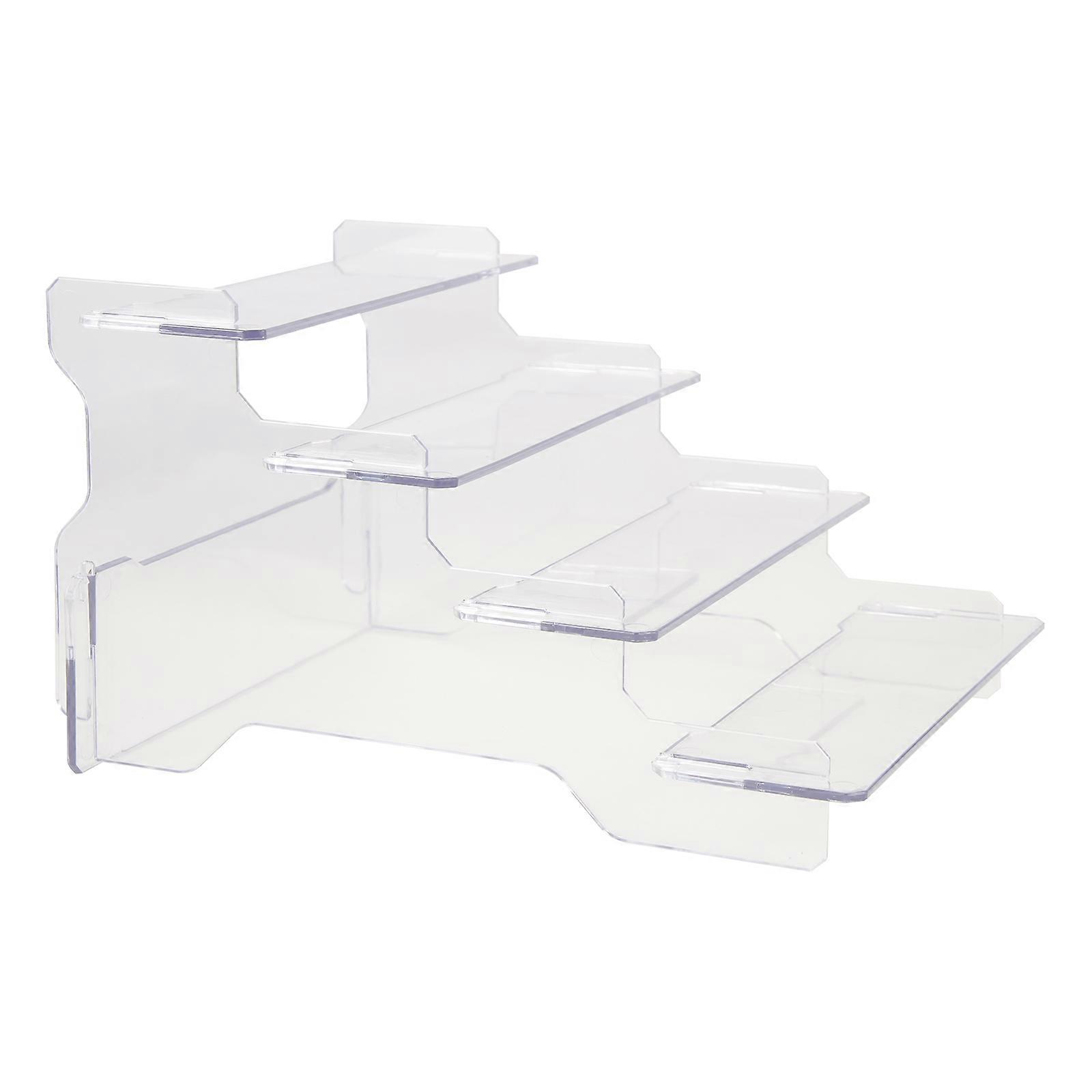 Plastic Display Stand Transparent Four-Tier Shelf for Toy Display 2Pcs