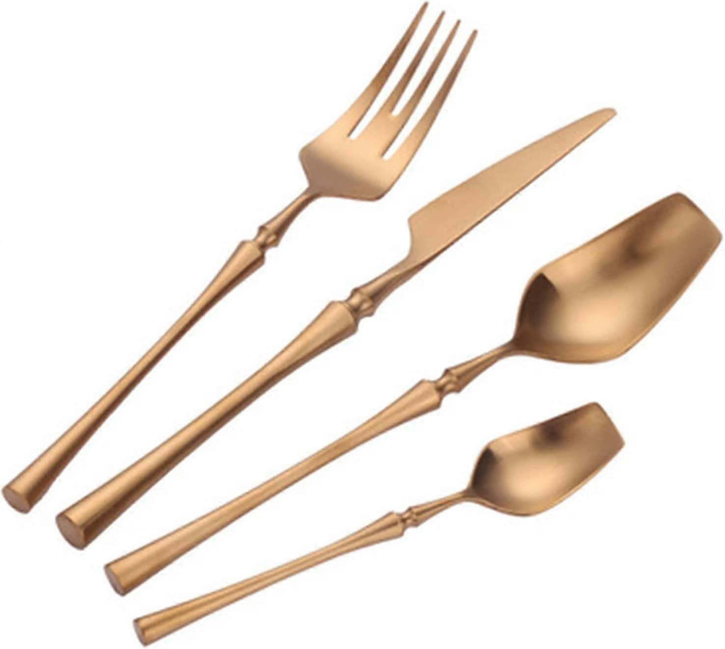 قسط مجموعة أدوات المائدة مجموعة أدوات المائدة الفولاذ المقاوم للصدأ الحديثة أدوات المائدة الأكل مجموعة بما في ذلك شوكة ملعقة سكين قسط مرآة البولندية (الذهبي) (4PCS)