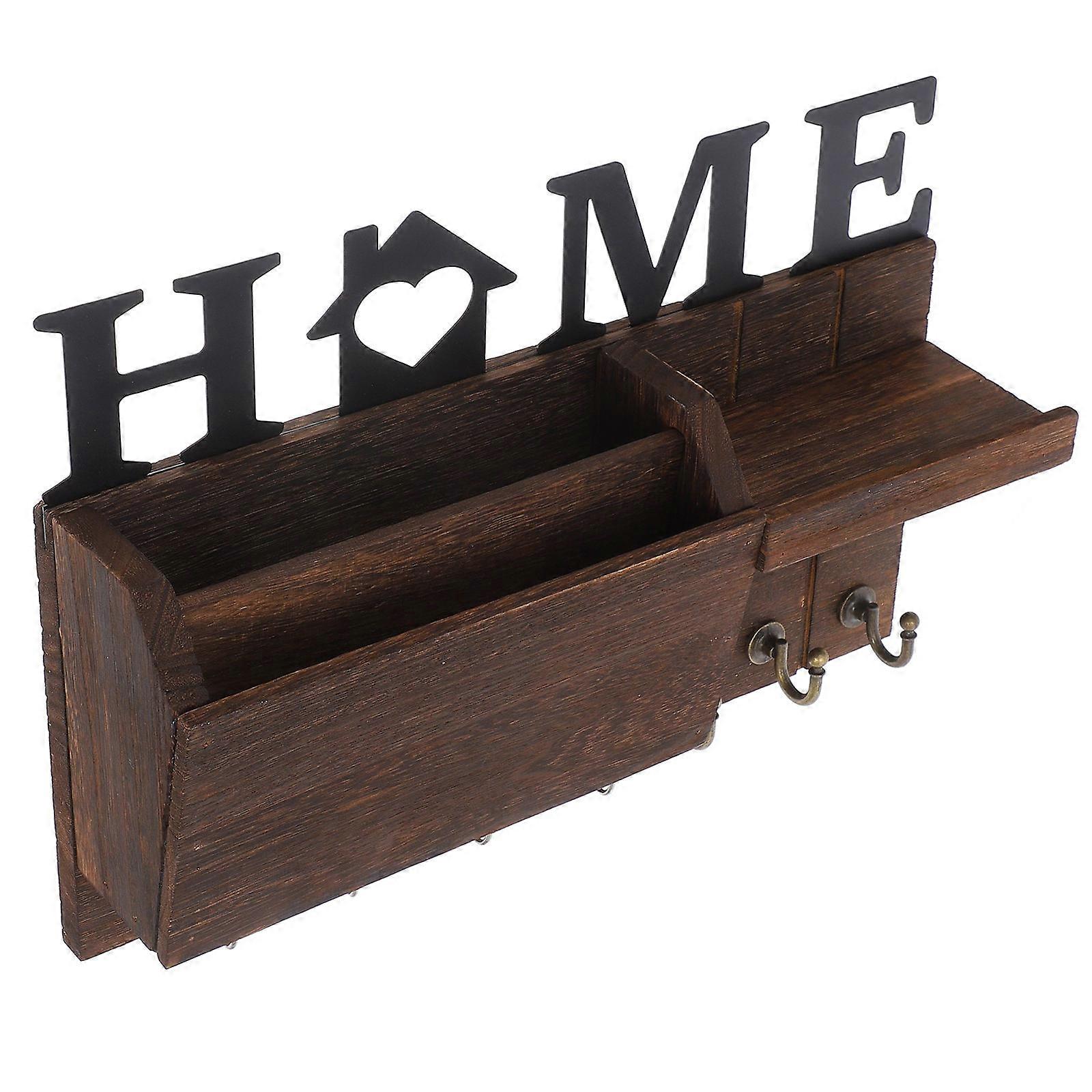 2Pcs Wood Mail and Key Holder for Entryway Wall Mounted Organizer