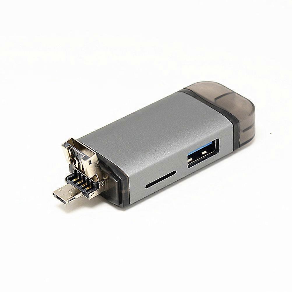 6 in 1 Type-C Otg Reader for Computer 2Pcs Multifunction USB Port Light Grey