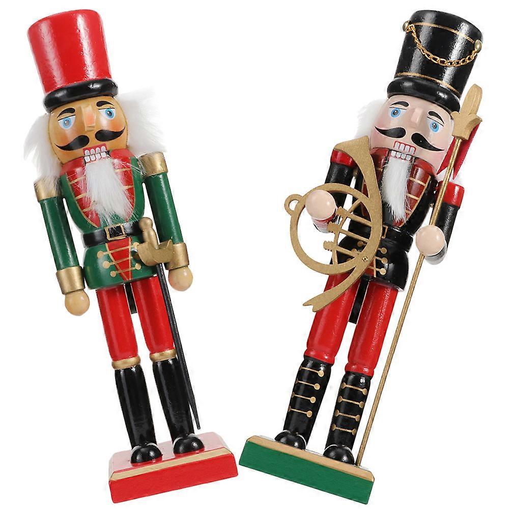 Christmas Nutcracker Wooden Nutcracker Ornament for Decor 2Pcs Xmas Decoration