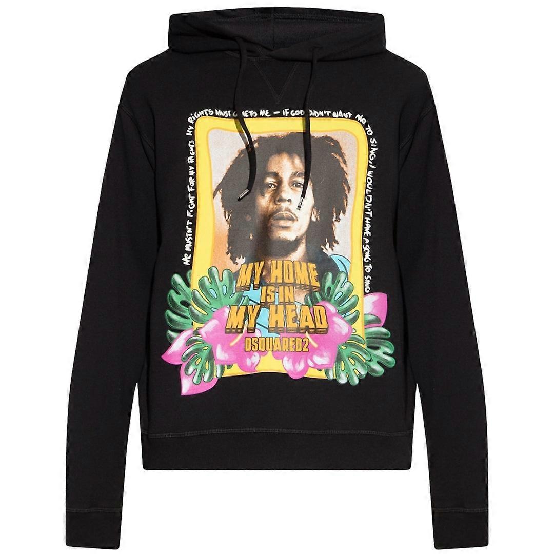 Dsquared2 Cool Fit Bob Marley Logo Black Hoodie