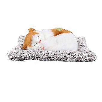 Sleeping Simulated Cat Decoration Bamboo Charcoal Remove Odor Cute Sleeping Plush Cat Decoration with Sound Yellow Color Block Cat